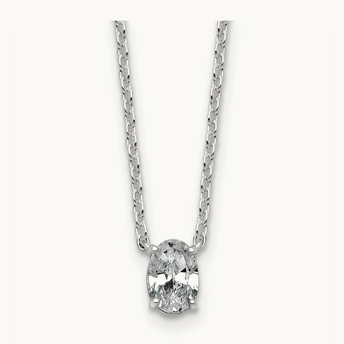 Oval Pendant Necklace, 0.25-4.00 ct tw Lab-Grown Diamond — 1/2 ct, VS (Best), 14K White Gold