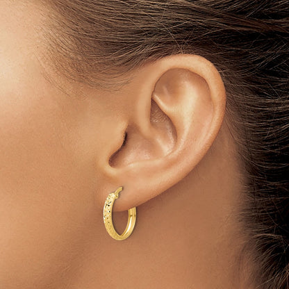 Polished and Diamond-cut Hoop Earrings — 19.6mm