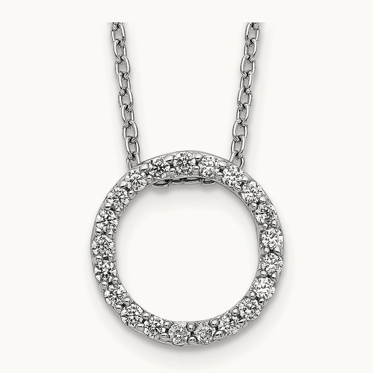 Diamond Circle 18 inch Necklace, 14K White Gold