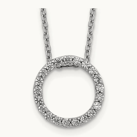 Diamond Circle 18 inch Necklace, 14K White Gold