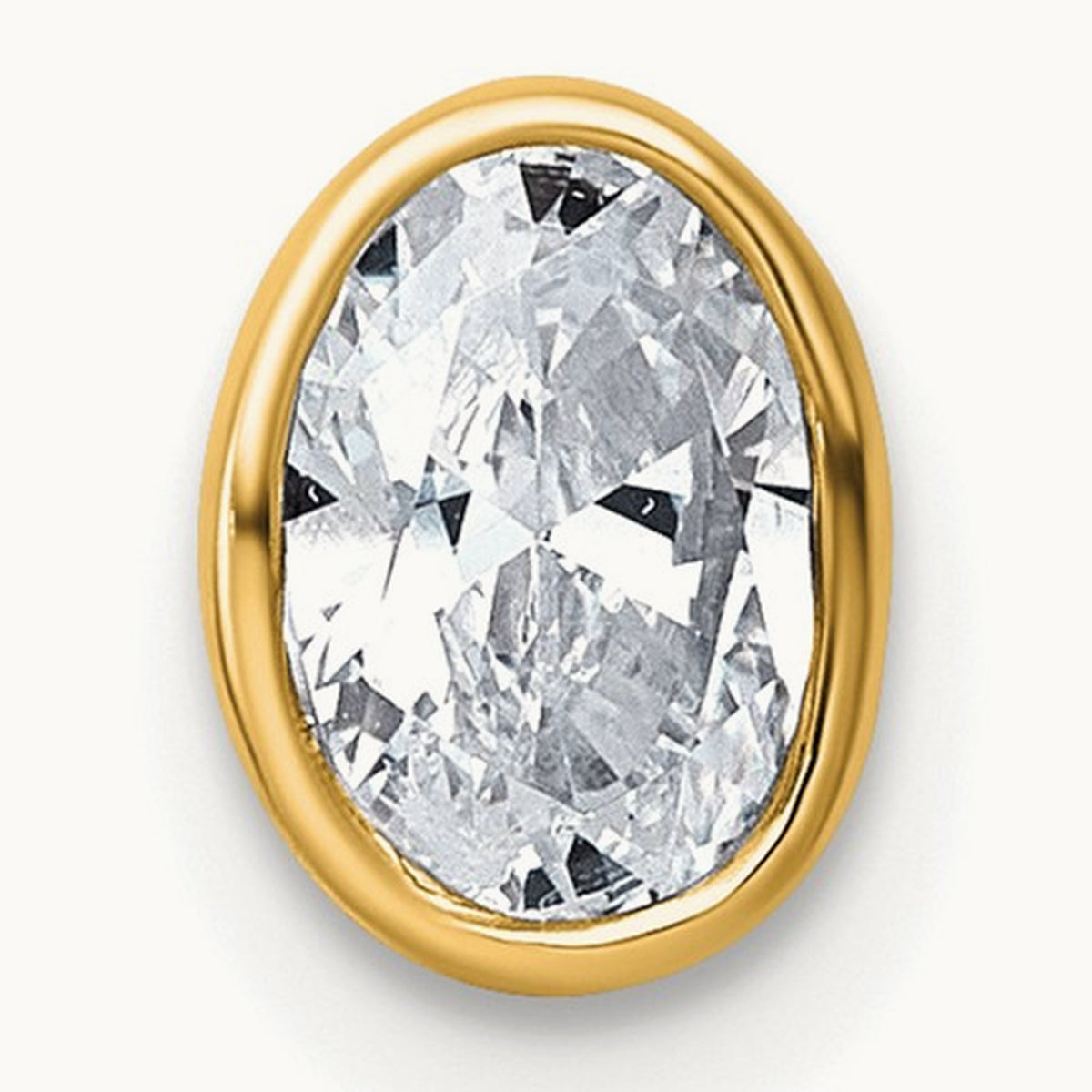 Oval Bezel Set Chain Slide Pendant, 0.25-3.00 ct tw Lab-Grown Diamond — 1/2 ct, VS (Best), 14K Yellow Gold