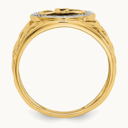 Onyx Diamond Trinity Ring, 14K with Rhodium