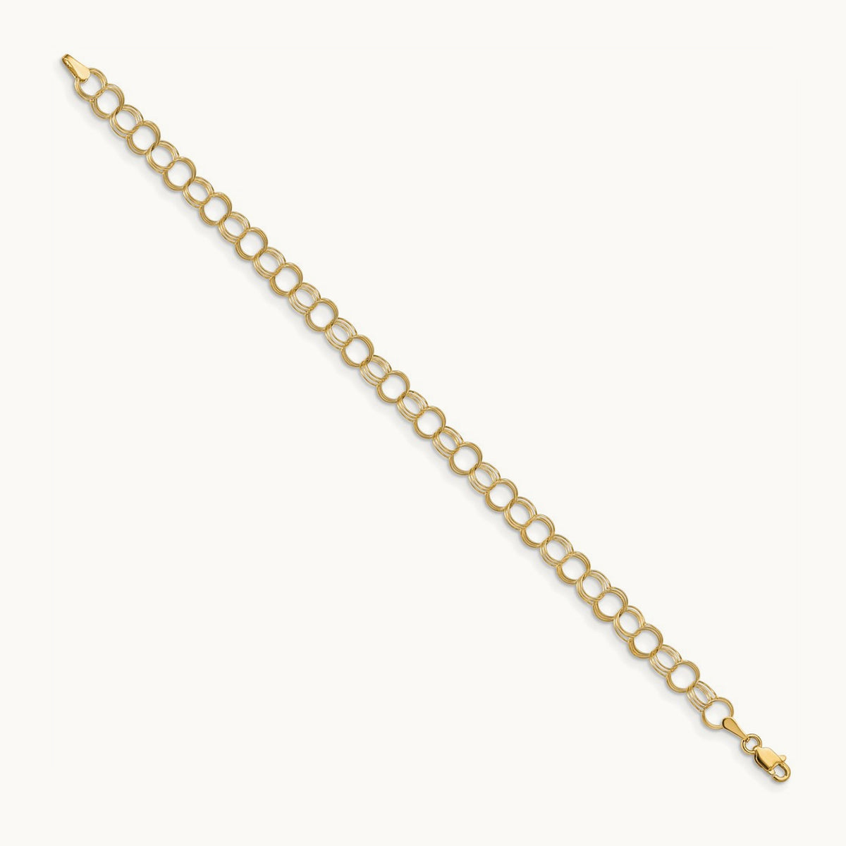 Solid Triple Link Charm Bracelet, 14K