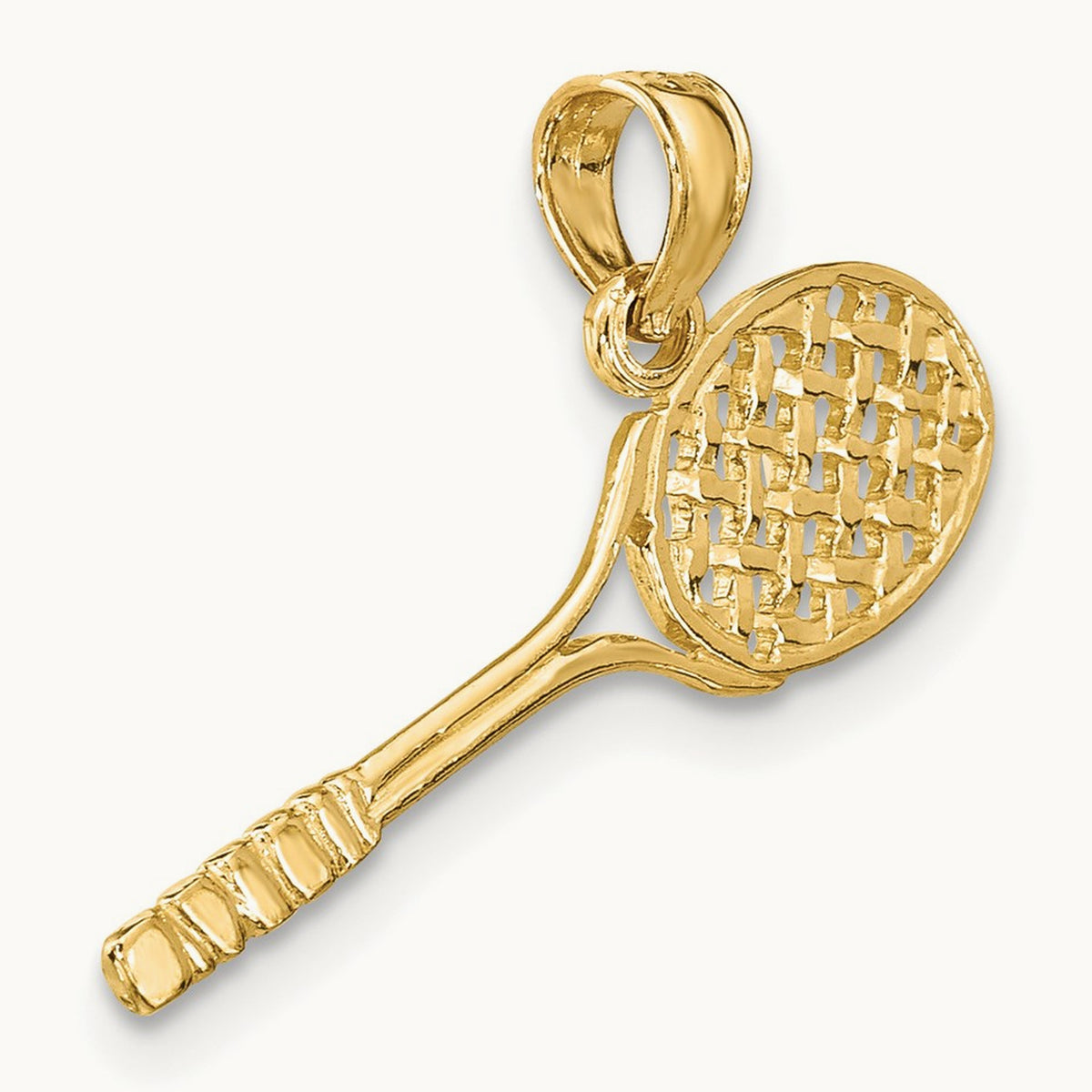 Solid Polished 3-D Tennis Racquet Charm — photo set