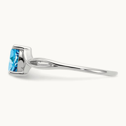 Blue Topaz Birthstone Ring, 14K White Gold