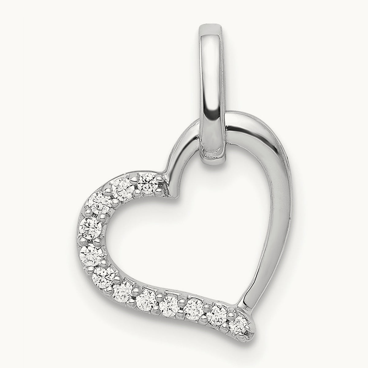 1/15ct. Diamond Heart Pendant, 14K White Gold