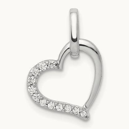 1/15ct. Diamond Heart Pendant, 14K White Gold