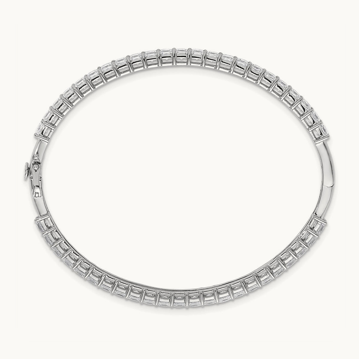 Hinged Bangle, 8.25 ct tw Lab-Grown Diamond — 14K White Gold