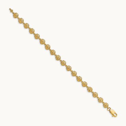 Polished /Textured Mini Sand Dollar Bracelet, 14K