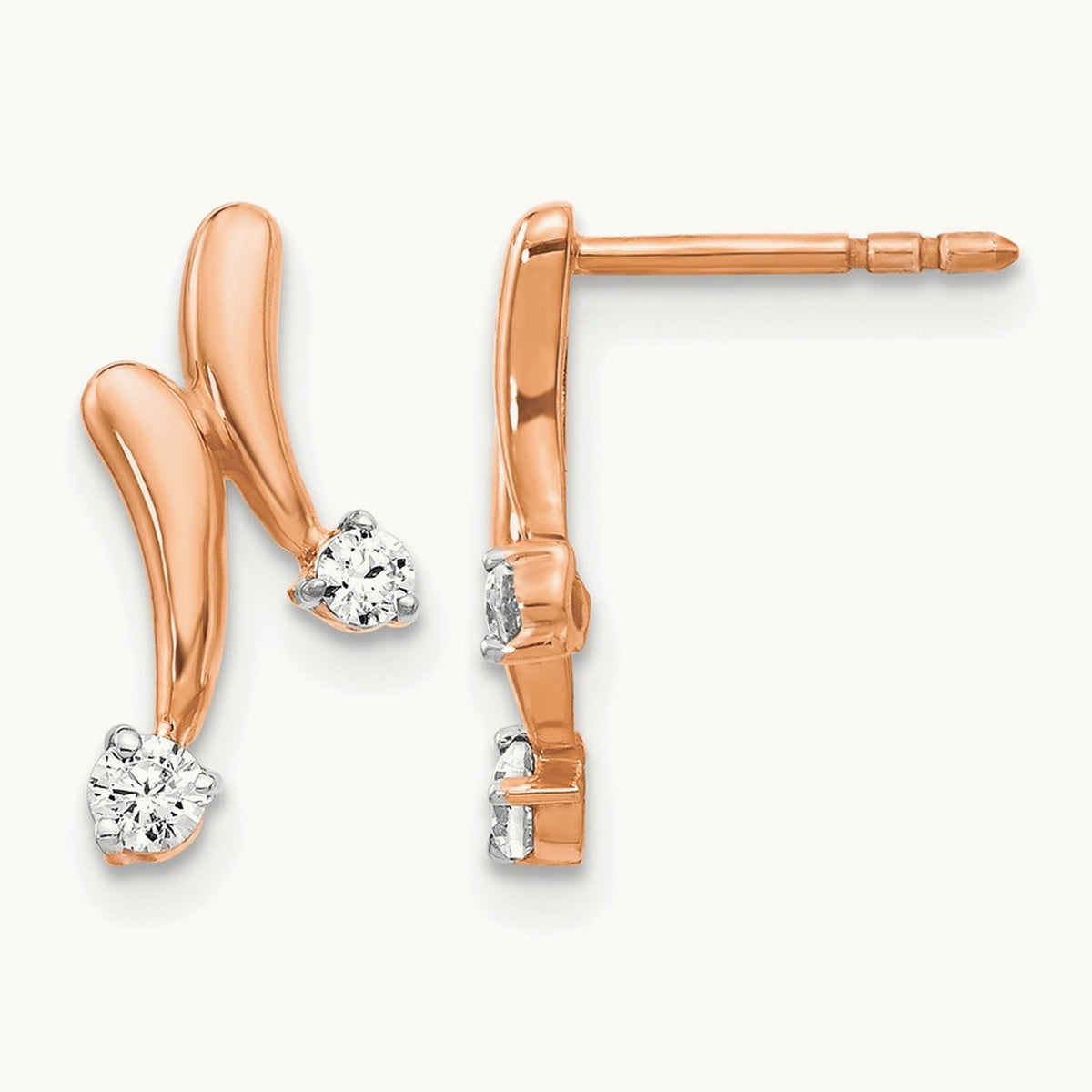 Diamond Earrings, 14K Rose Gold