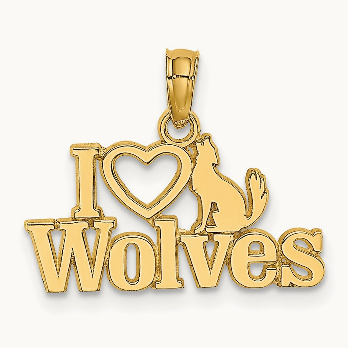 I HEART WOLVES Charm, 14K
