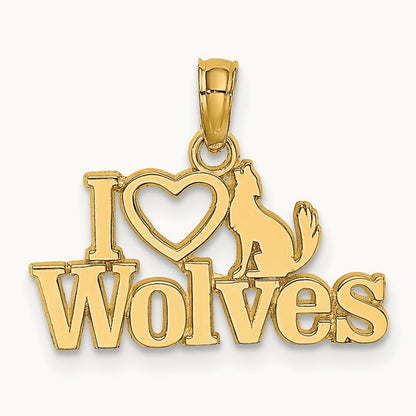 I HEART WOLVES Charm, 14K