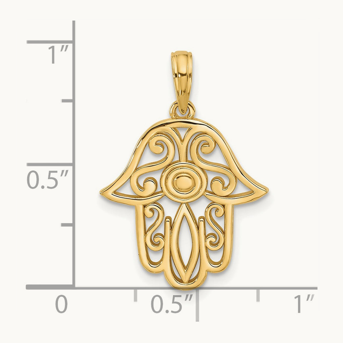 Fancy Hamsa Charm, 14K Yellow Gold