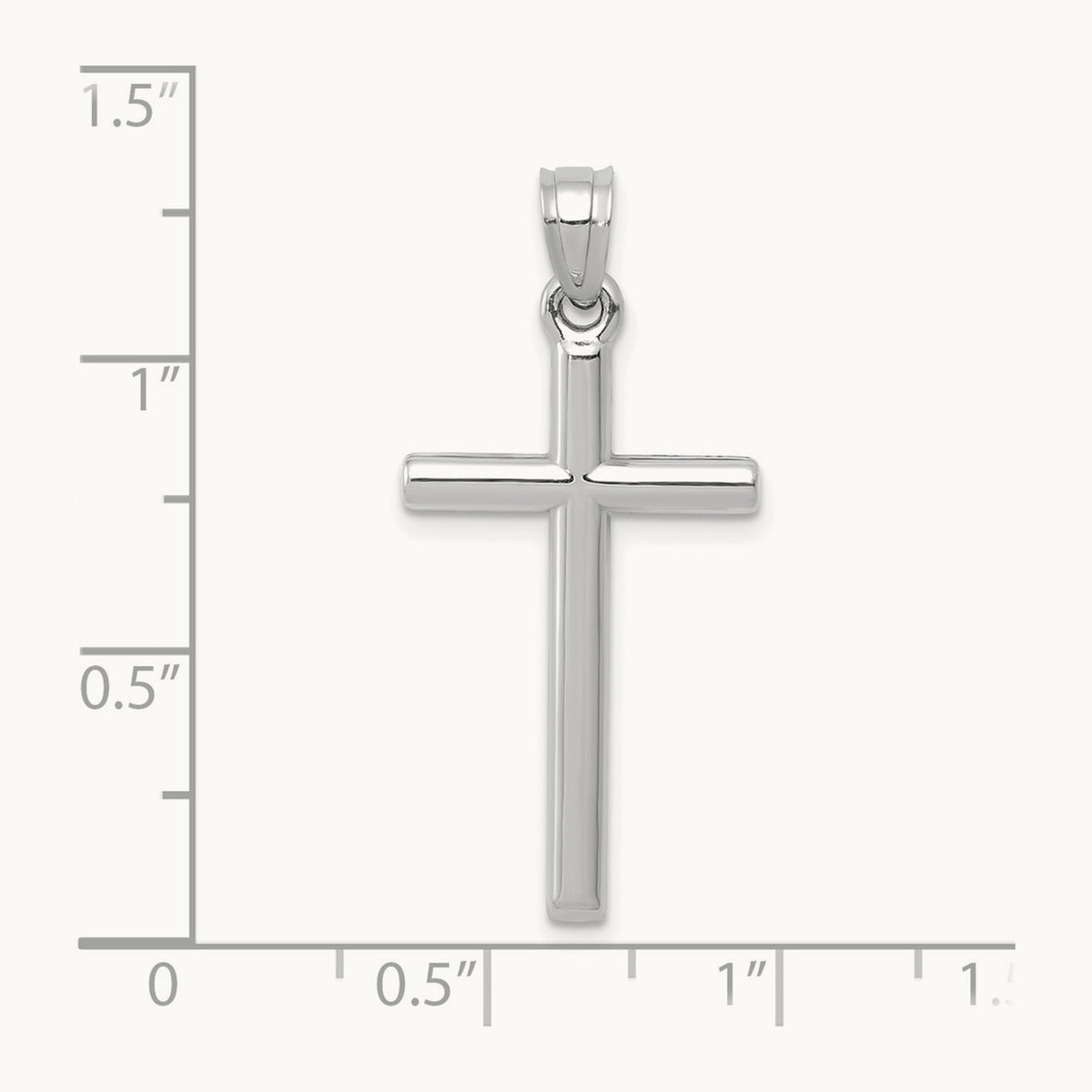 Polished Hollow Cross Pendant, 14K White Gold