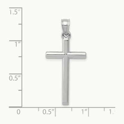 Polished Hollow Cross Pendant, 14K White Gold