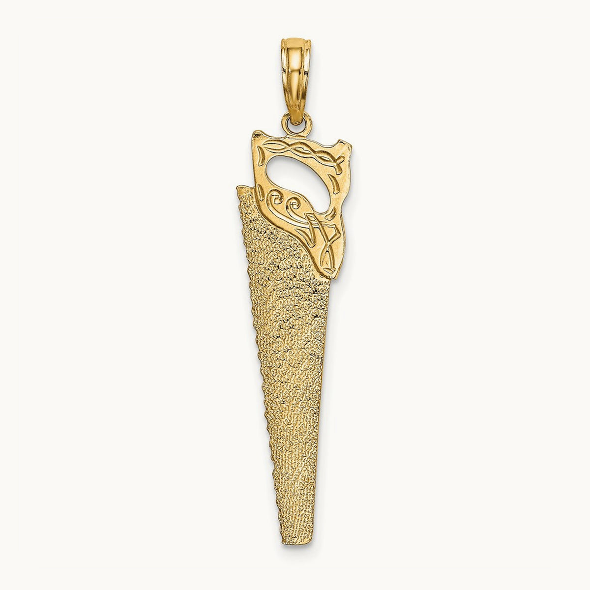 3-D Flat Hand Saw Charm, 14K