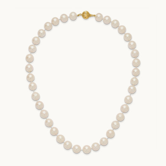 11- White Near Rnd Freshwater Cultured Pearl 18in Necklace, 12mm, 14K