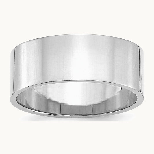 Sterling Silver Rhodium-plated 8mm Flat Band