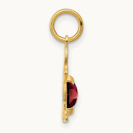 Boy 6x4 Oval Genuine Garnet-January — 14K Yellow Gold