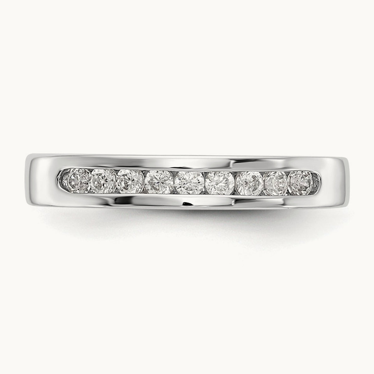 9-Stone Diamond Channel Band, 14K White Gold