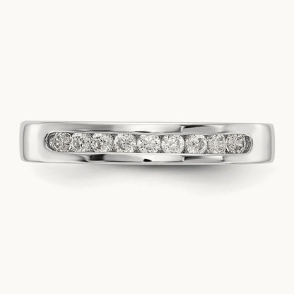 9-Stone Diamond Channel Band, 14K White Gold