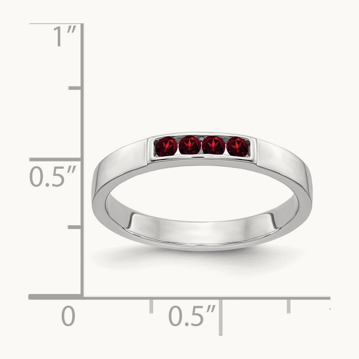 4-stone Garnet Band, 14K White Gold