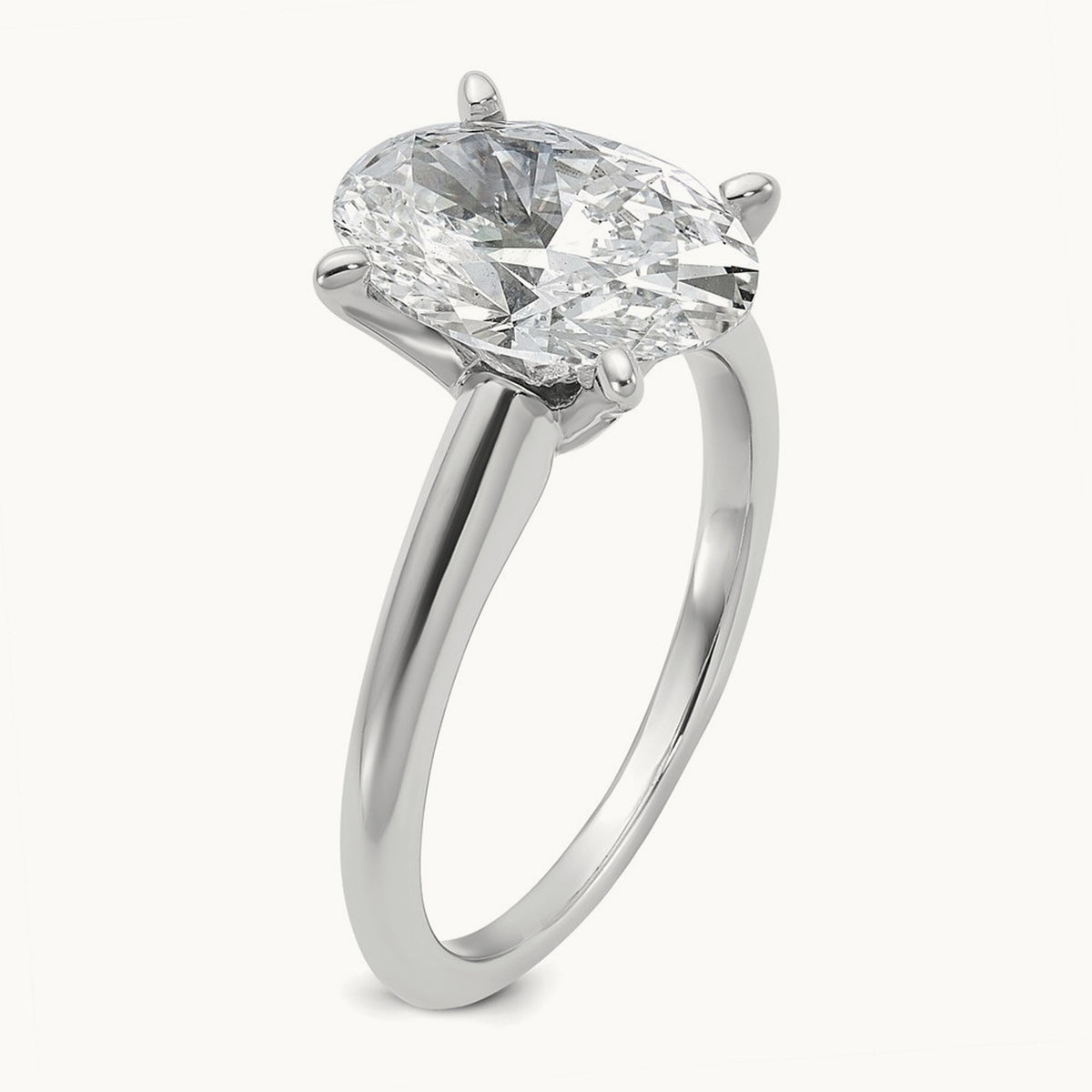 Oval Solitaire Engagement Ring, 0.50-5.00 ct tw Lab-Grown Diamond — 3 ct, 14K White Gold