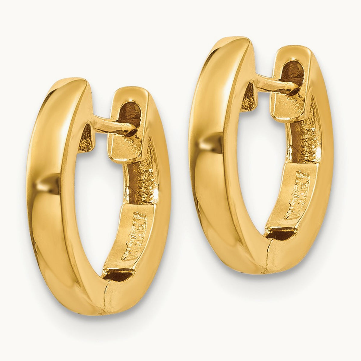 Polished Hinged Hoop Earrings, 2mm, 14K