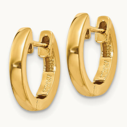 Polished Hinged Hoop Earrings, 2mm, 14K
