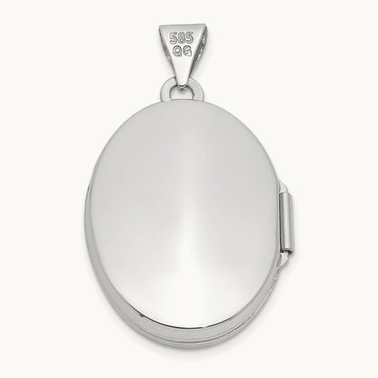 Diamond Vintage Oval Locket, 21mm, 14K White Gold