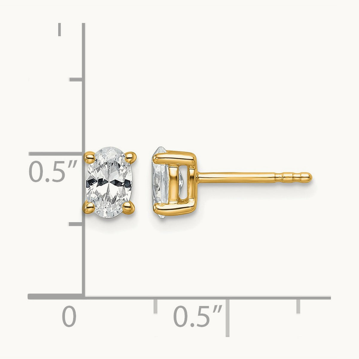 Oval Four-Prong Stud Earrings, 0.50-6.00 ct tw Lab-Grown Diamond — 3/4 ct, 14K Yellow Gold