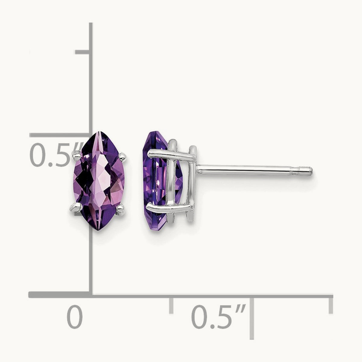 8x4mm Amethyst Marquise Stud Earring, 14K White Gold