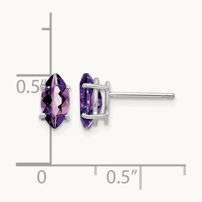 8x4mm Amethyst Marquise Stud Earring, 14K White Gold