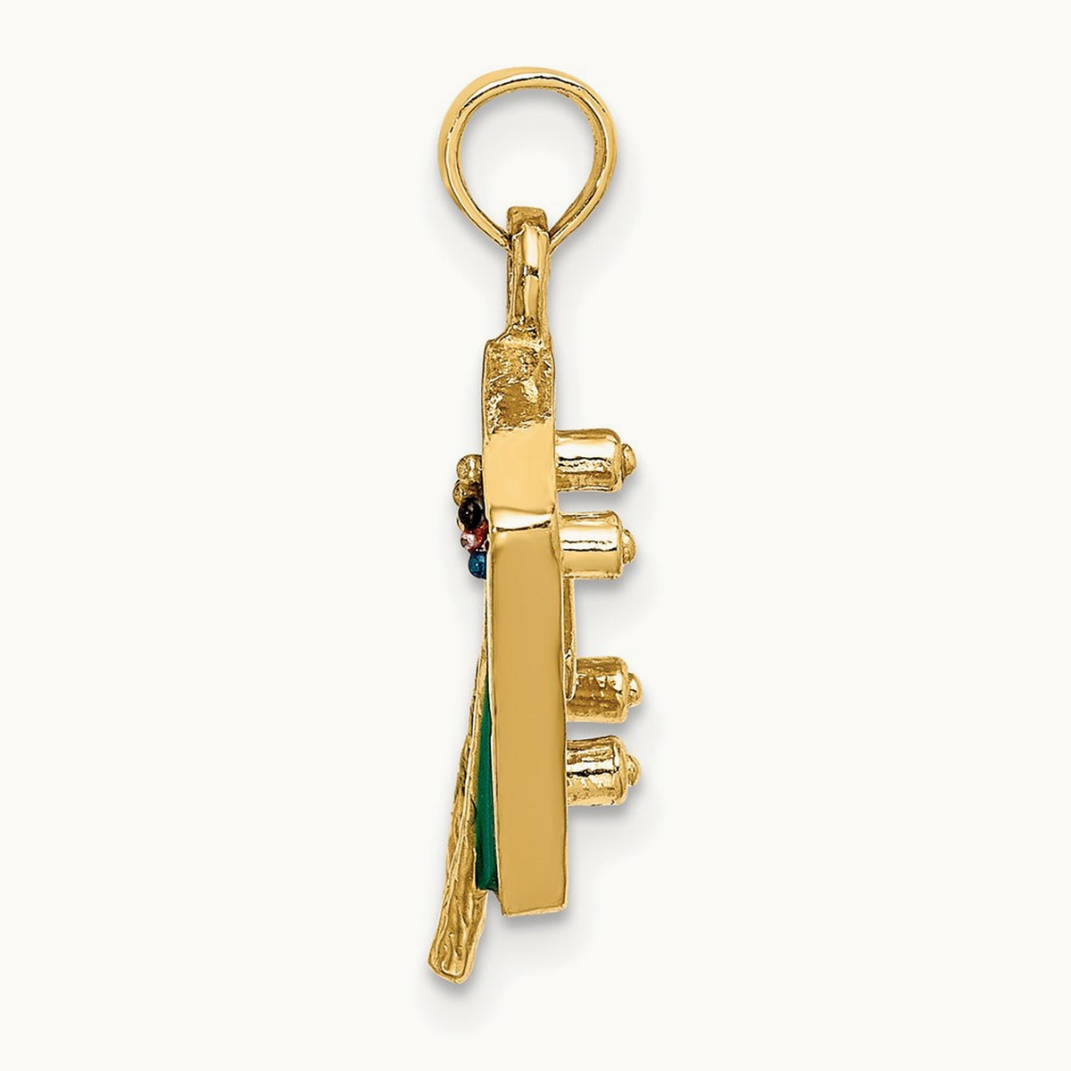 W/ Green Enamel 3-D Pool Table Charm, 14K