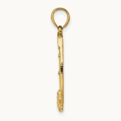 Dollar Sign In Horseshoe Charm, 14K