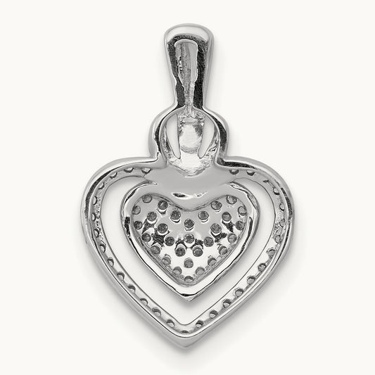 1/5ct. Diamond Fancy Double Heart Chain Slide, 14K White Gold