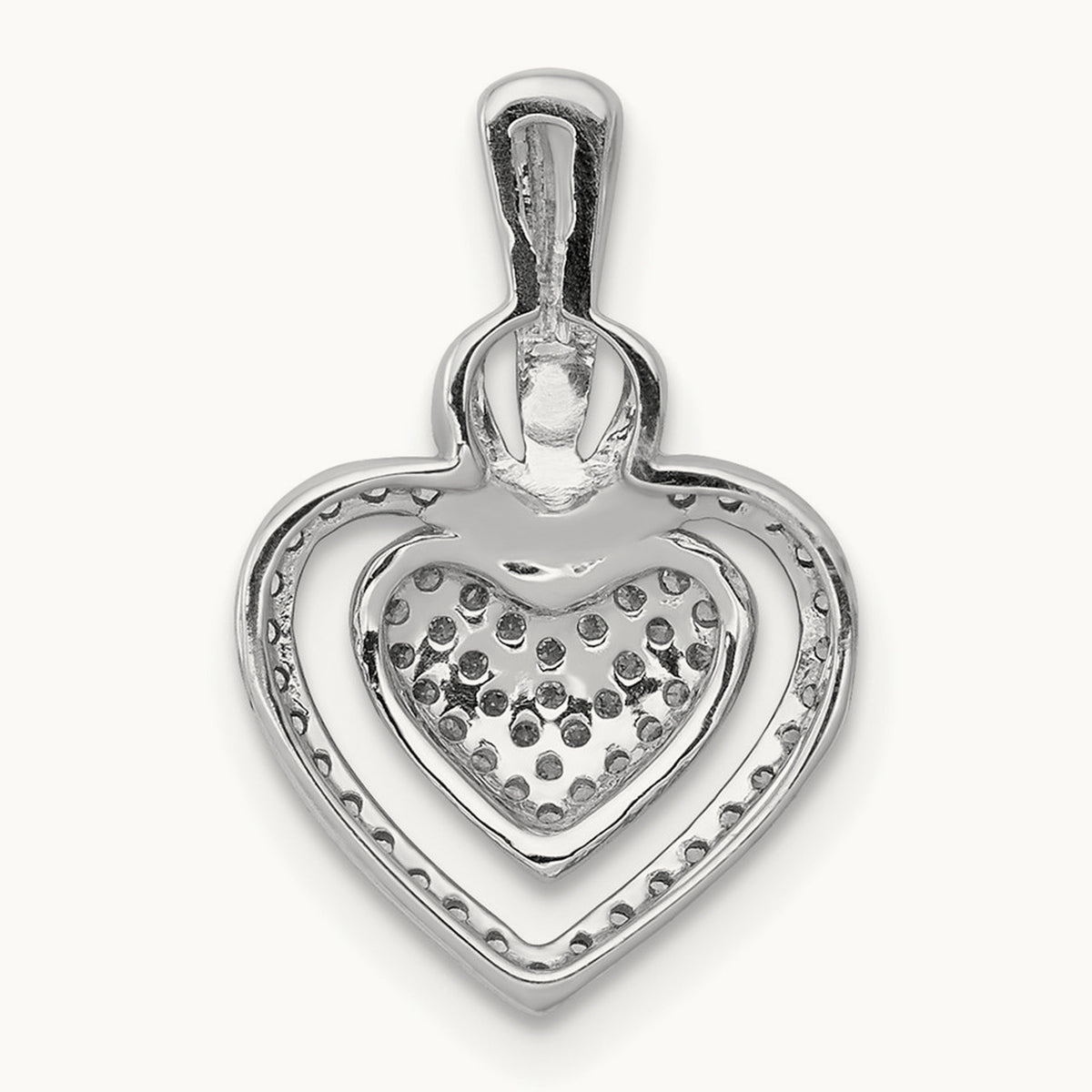 1/5ct. Diamond Fancy Double Heart Chain Slide, 14K White Gold