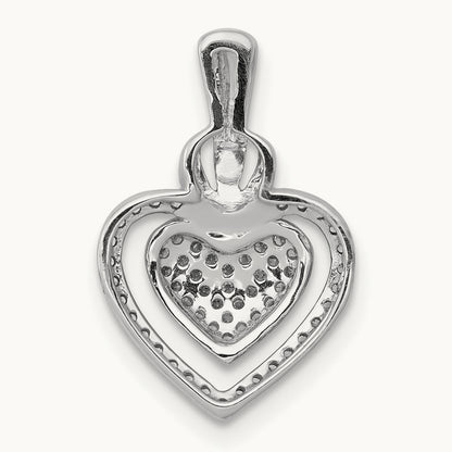1/5ct. Diamond Fancy Double Heart Chain Slide, 14K White Gold