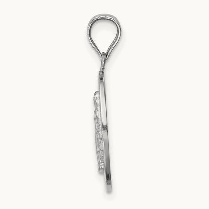 Polished Miraculous Medal Pendant — 14K White Gold