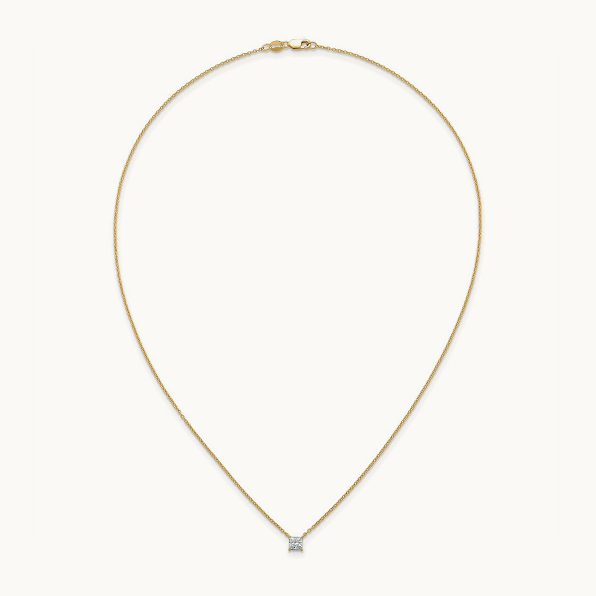 Princess Pendant Necklace, 0.25-4.00 ct tw Lab-Grown Diamond — 1/2 ct, VS/SI (Great), 14K Yellow Gold