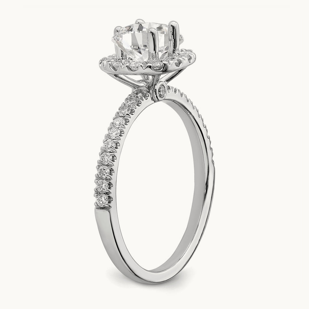 Round Halo Engagement Ring, 0.75-1.00 ct tw Lab-Grown Diamond — 1 ct, 14K White Gold