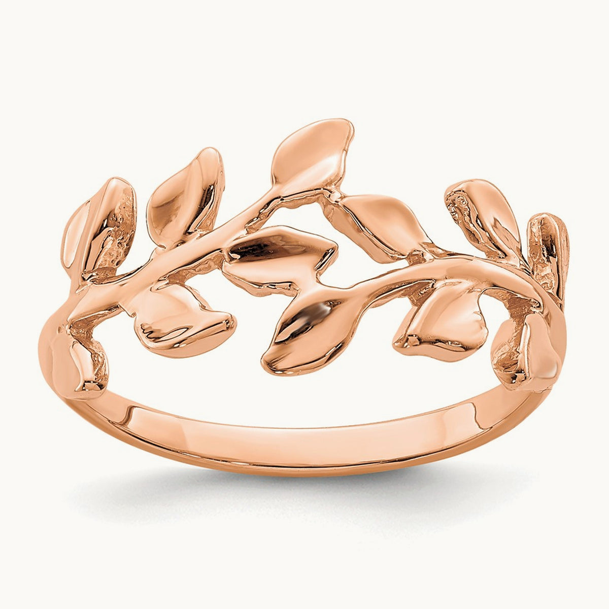 Polished Leaf Ring — 14K Rose Gold, 7