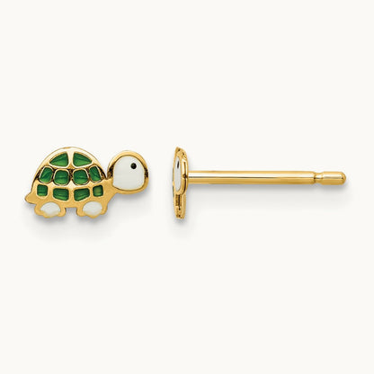 Madi K Enamel Turtle Post Earrings, 14K