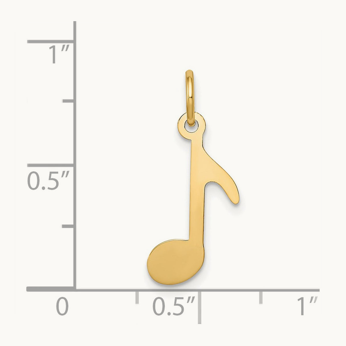 Polished Musical Note Charm — 14K Yellow Gold, 21mm