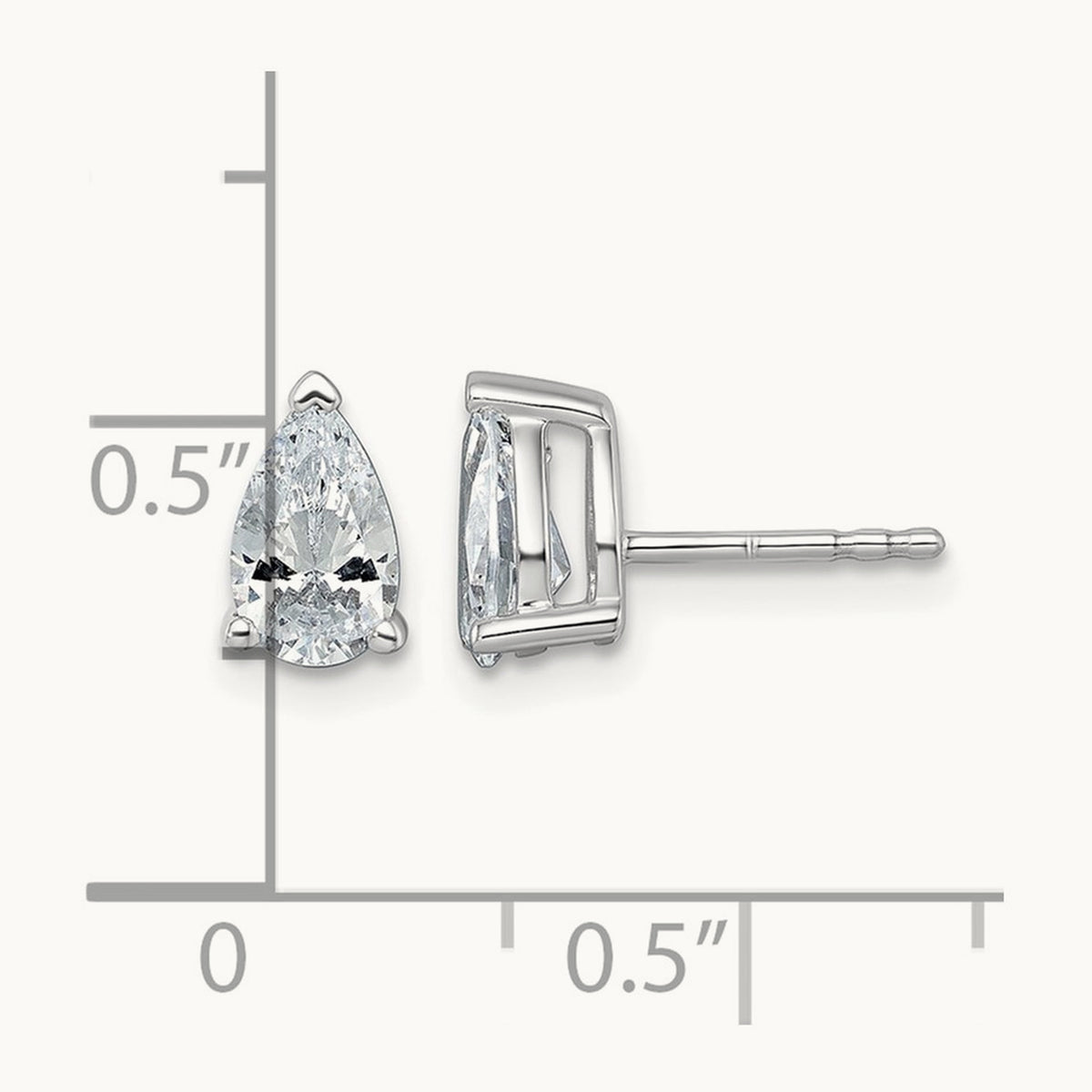 Pear 3 Prong Stud Earrings, 0.50-6.00 ct tw Lab-Grown Diamond — 1 1/2 ct, 14K White Gold
