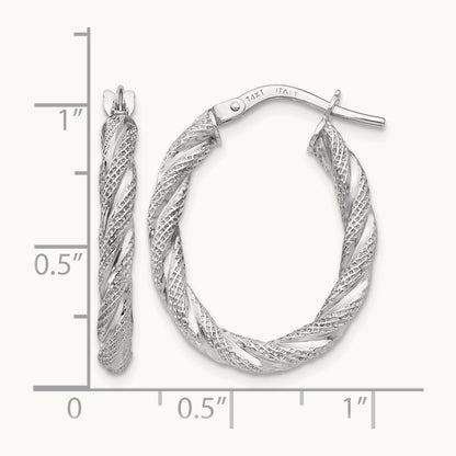 Twisted Textured Oval Hoop Earrings — photo set