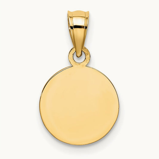 Engraved Angel Coin Charm — 14K Yellow Gold