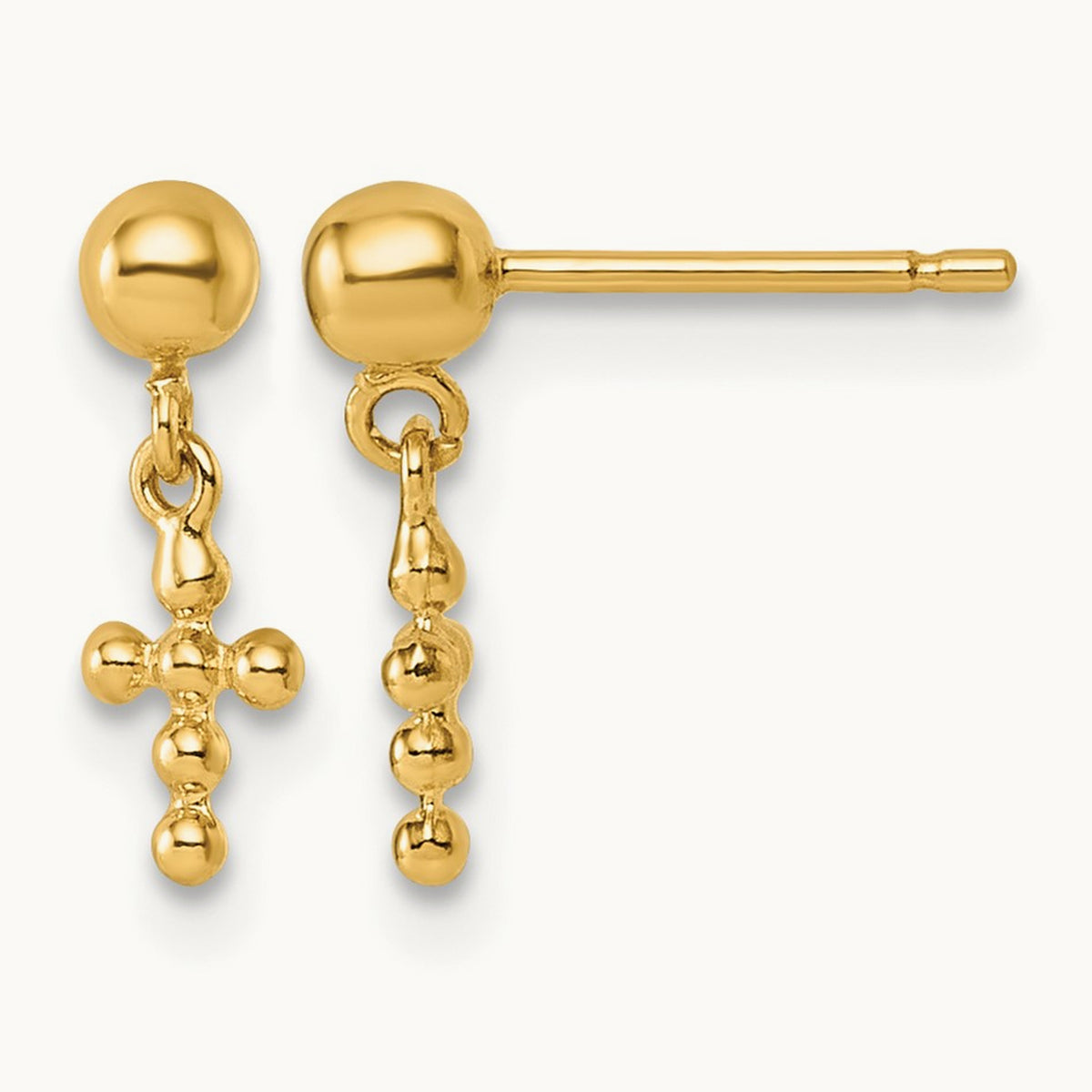 Polished Cross Dangle Post Earrings — photo set
