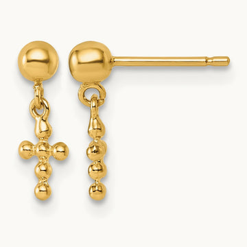 Polished Cross Dangle Post Earrings — photo set