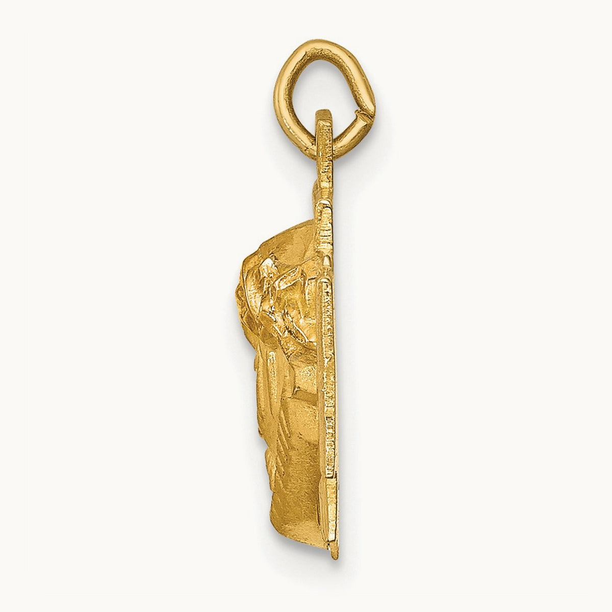 Hollow Polished/Satin Small Jesus Cross Medal, 14K